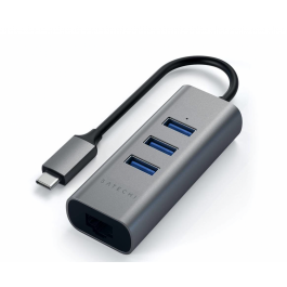 Satechi TYPE-C 2-v-1 3 Port USB 3.0 Hub & Ethernet - vesoljno siva