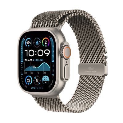 Odprta embalaža - Apple Watch Ultra2 v2 Cellular 49mm Natural Titanium Case with Natural Titanium Milanese Loop - M