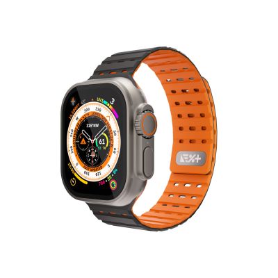 Next One silikonski pašček za Apple Watch 46/49 mm - črna/oranžna